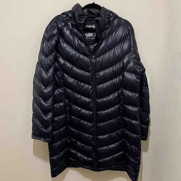 CALVIN KLEIN PACKABLE LIGHTWEIGHT PREMIUM DOWN HOODED COAT, XL - Picture 1 of 14